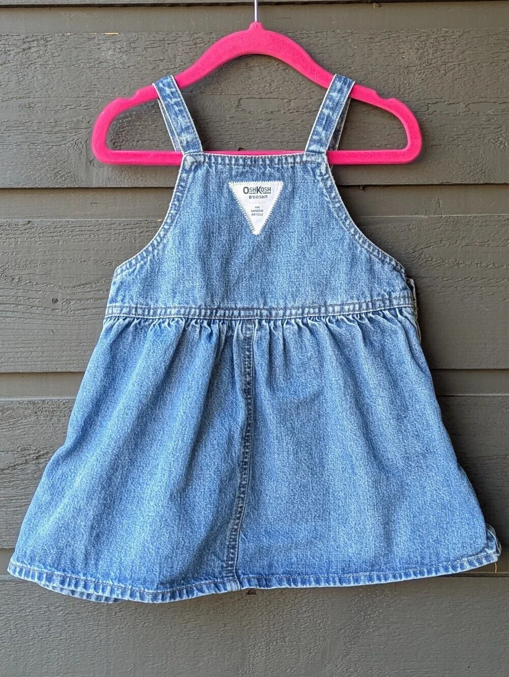 VTG 90s OshKosh B'gosh OshKosh Baby Blue Denim Bib Overall Skirt Dress 18M